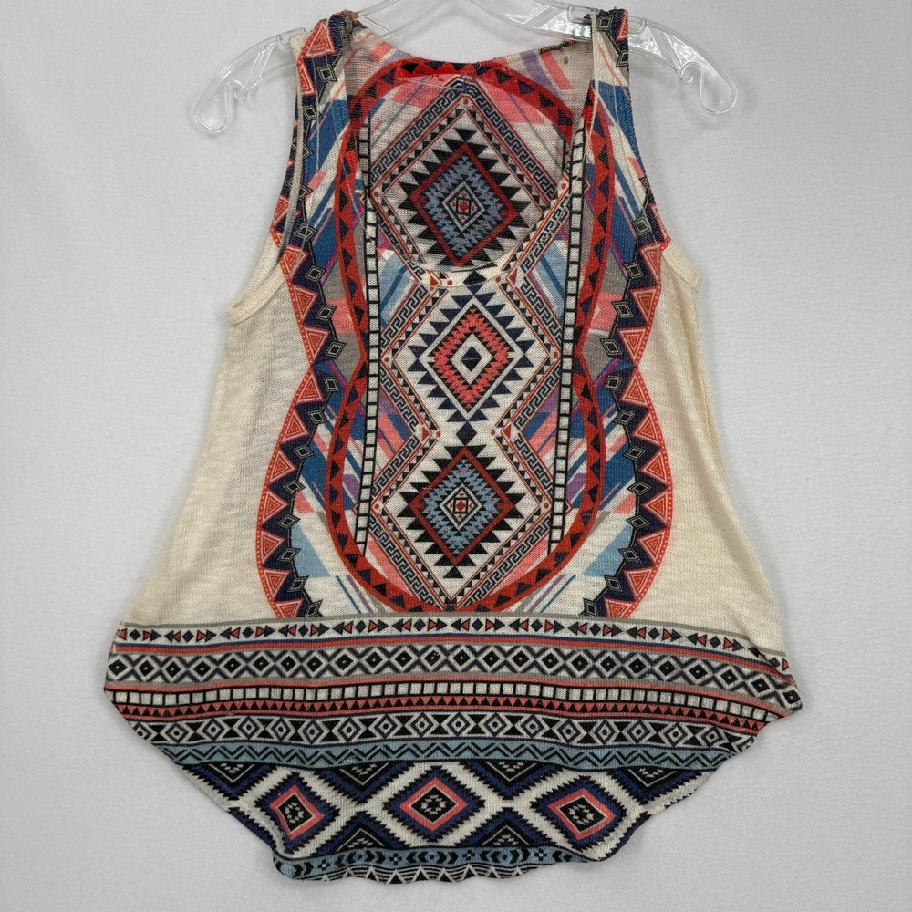 Gaze Tank Top Womens M Cream Geometric Tribal‎ Aztec Print Sleeveless
